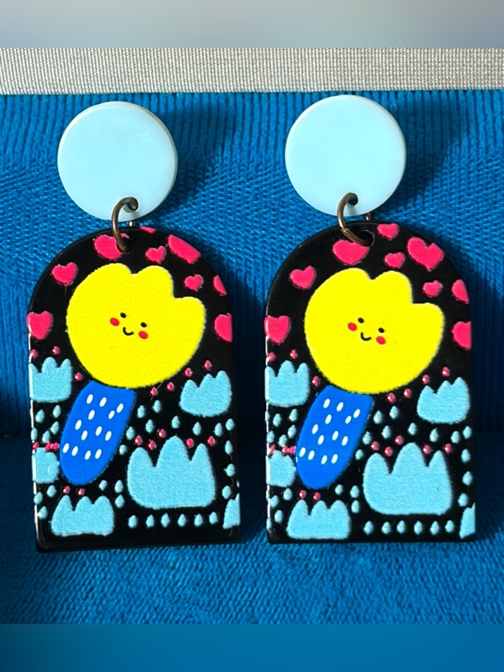 3/$30✨☀️💧🌈Whimsical Sunny Drop Pierced Earrings - Yellow & Blue🌈💧☀️